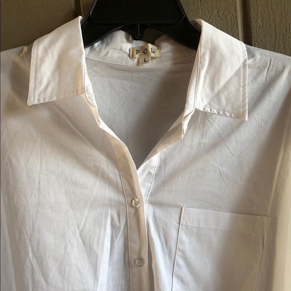 POL White Women's Button-Up Blouse with Chest Pocket - Picture 6 of 13